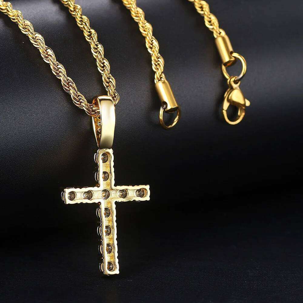 Hiphop Cross Pendant Necklace For Women Jewelry Female Statement Men Iced Out Chain Wholesale Gold Color Homme HP003 H260312