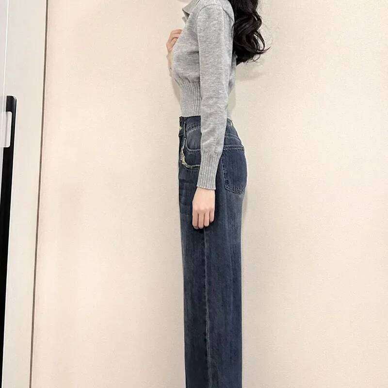 Korean Chic Turndown Collar Sweaters Female Gray Slim Fit Long Sleeve Cropped Sweater for Woman Streetwear Knit Pullovers Z260314