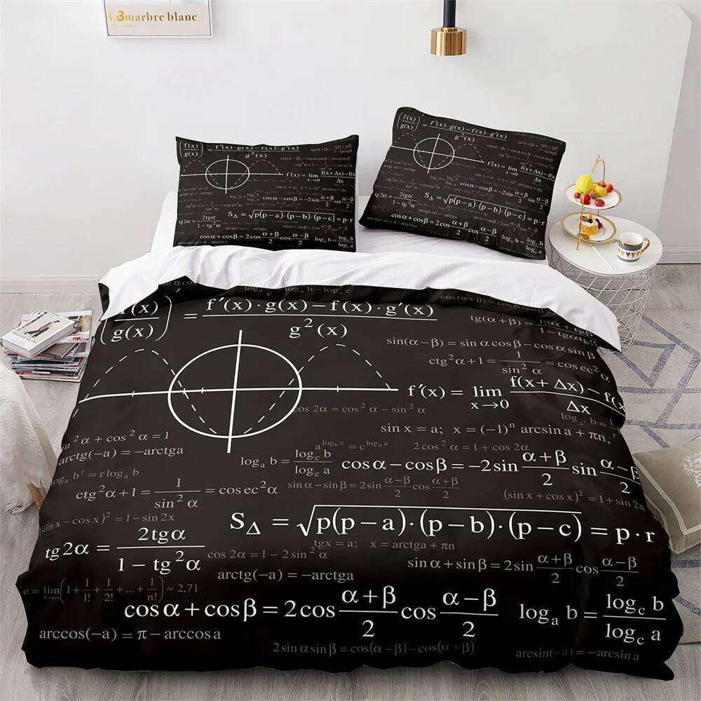 Modern Duvet Cover School Genius Smart Student Math Geometry Science Number Formule Image Decorative Polyester Bedding Set H260312 - view 4