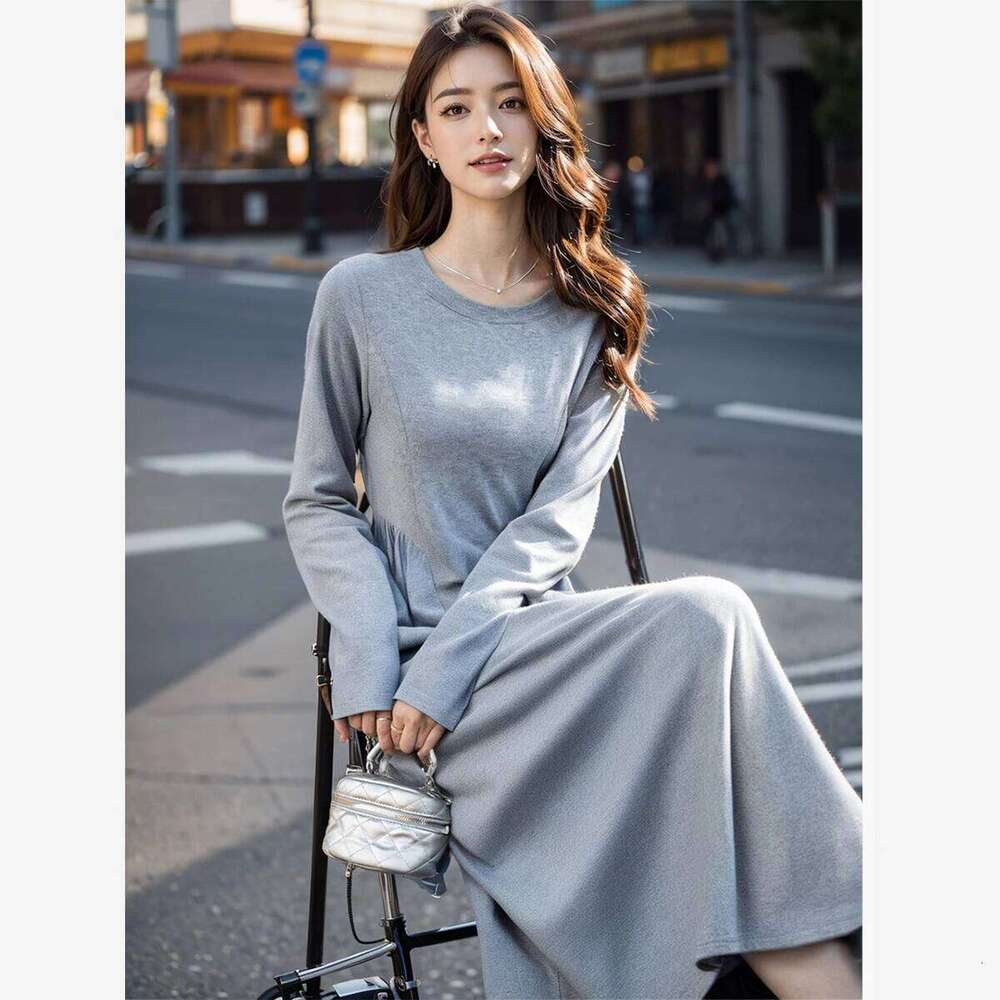 Vimly Women's Midi 2025 Autumn French Style Figure-Flattering Long Sleeve A-Line Dress Elegant Versatile Office Wear M8667 Z260313