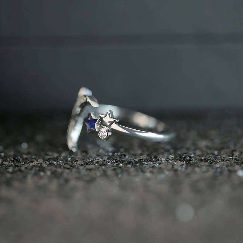 New Fashion Creative Design Moon Star Zircon Resizable Rings 925 Sterling Silver Rhinestone Elegant Ring Women&Girl Jewelry Gift H260312