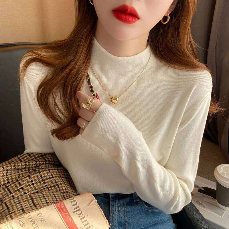 Autumn Winter Pullovers Turtleneck Fashion Slim Tops Women Long Sleeve Bottoming Knitted Sweater Z260314