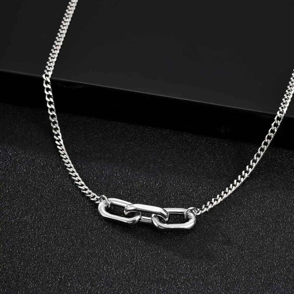 Vnox Punk Style Link Chain Necklace for Men, Adjustable 50+5cm Necklace, Silver Color Metal Links Collar Minimalist Jewelry Gift H260312