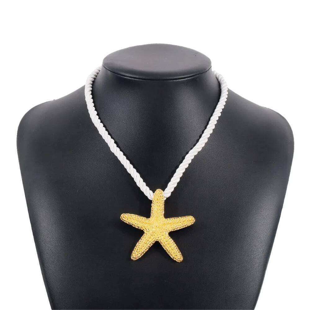 Beach Style Exaggerated Starfish Pendant Chunky Rope Necklace for Women Summer Collarbone Chain Necklaces Vocation Jewelry H260312