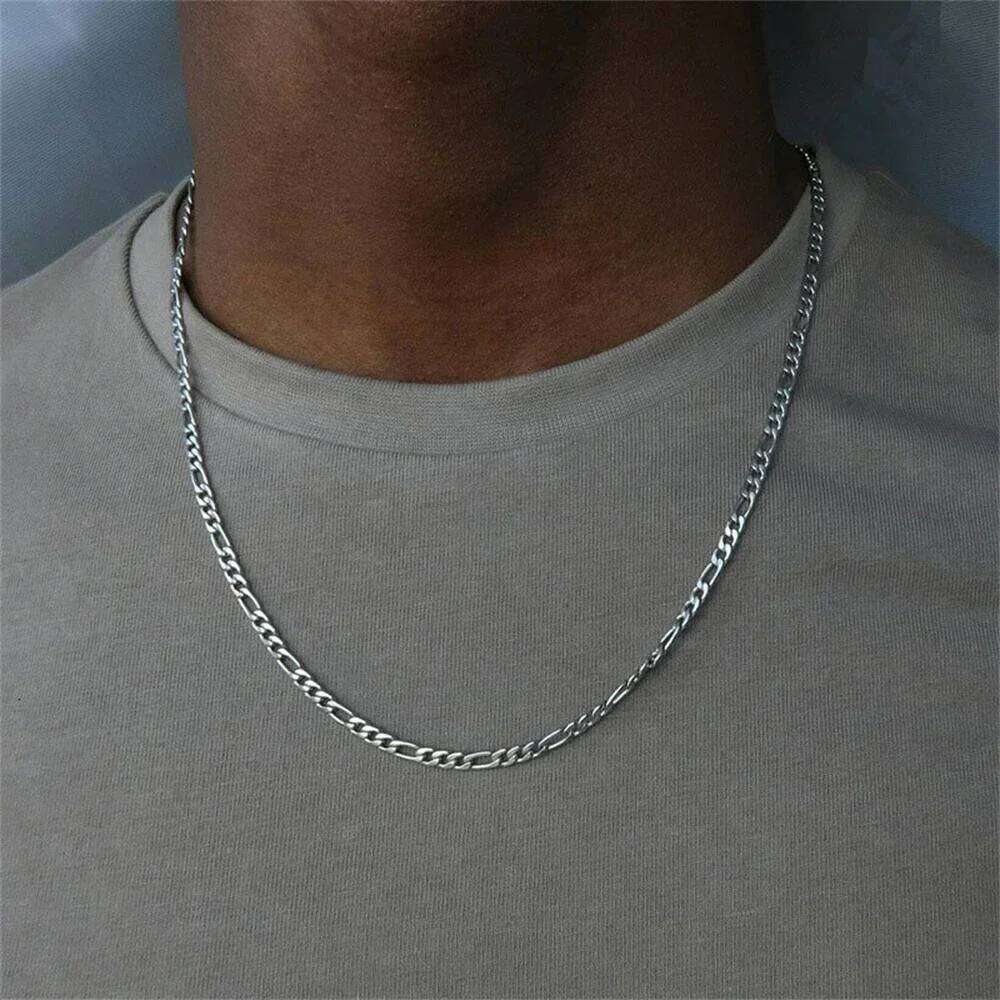 SUMENG New Punk Figaro Chain Necklace Silver Color Gold Alloy Long For Men Hip Hop Fashion Jewelry Gifts 2024 H260312