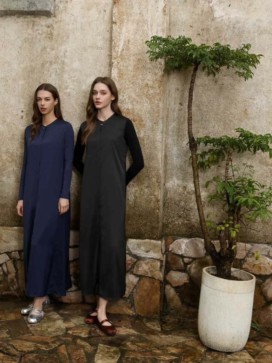 AS 2025 light matte satin dress Jersey modal sleeve super comfortable woman dressT260316