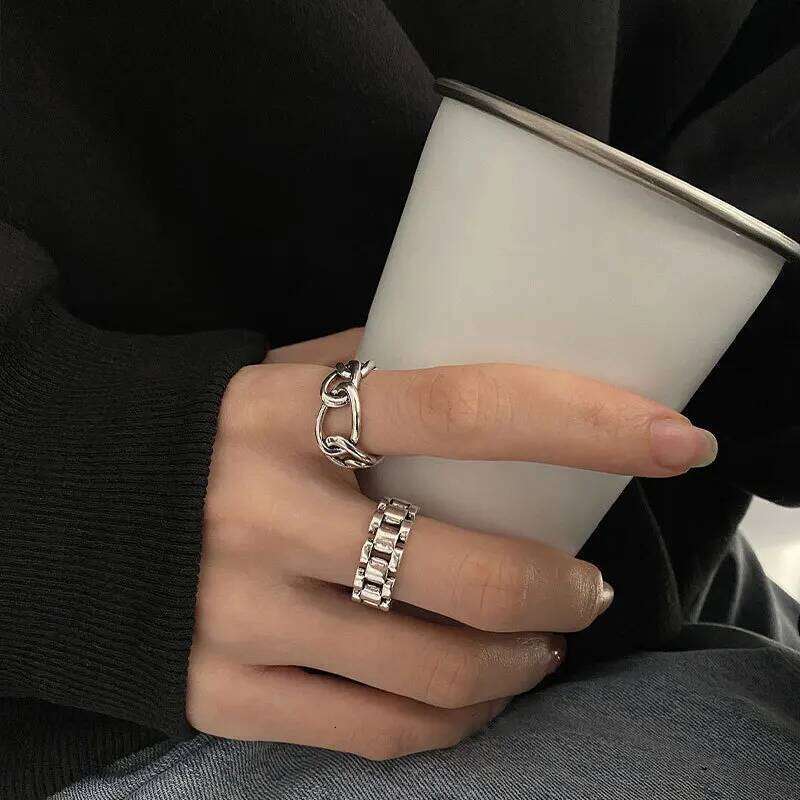 VENTFILLE 925 Sterling Silver Finger Rings New Fashion Creative Cross Hollow Chain Geometric Party Jewelry Gifts H260312