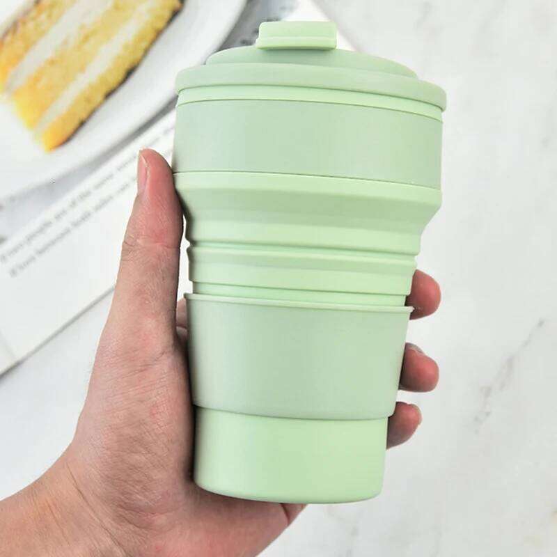 350ML/500ML Silicone Folding Cup Collapsible Mug With Cover Coffee Travel Outdoors Portable Water Drinking Tea Cups Z260314