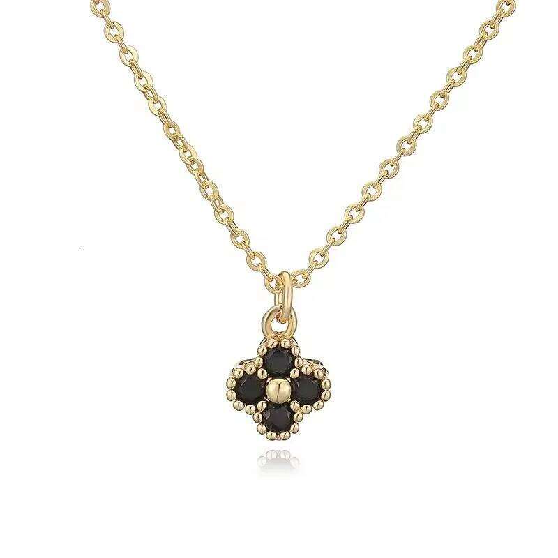 New Colorful Zircon Lucky Flower Design Plated Gold Necklace Fit For Women's Wedding Jewelry Gift Access H260312