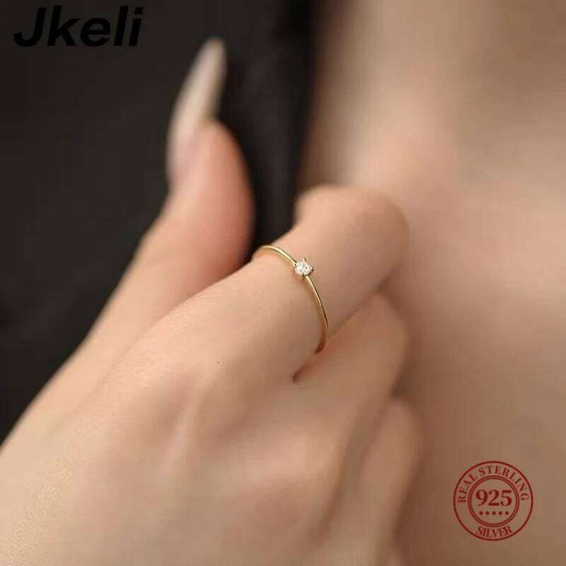 Jkeli S925 Sterling Silver Gold Plated White Zircon for Women Simple Fashion Design Fresh Style Open Finger Ring H260312