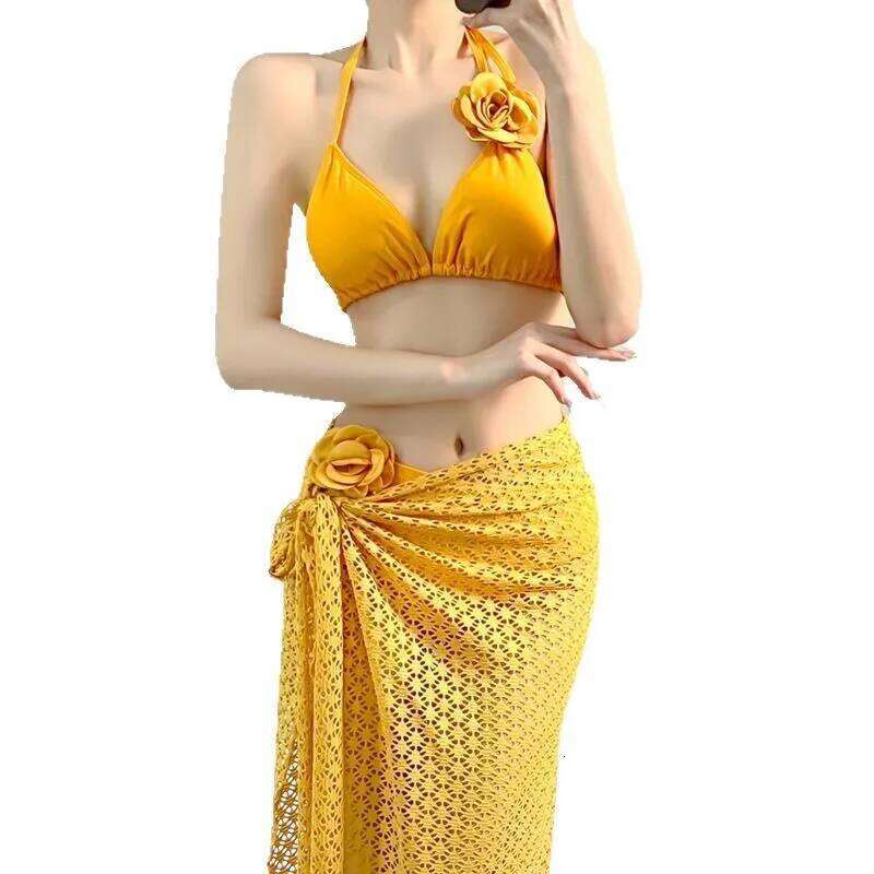 Thai Ginger Flower Split Bikini Sexy Slimming Vacation Niche Three Piece Swimsuit 26H0313