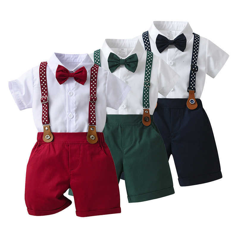 Women's Knits & Tees Children's summer short-sleeve outfit baby clothes, British gentleman suit boys' summer clothing