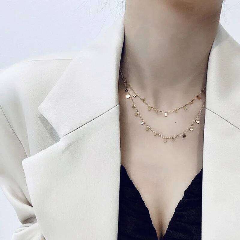 316L Simple stainless round small hanging piece necklace titanium steel jewelry wholesale necklaces for women H260312