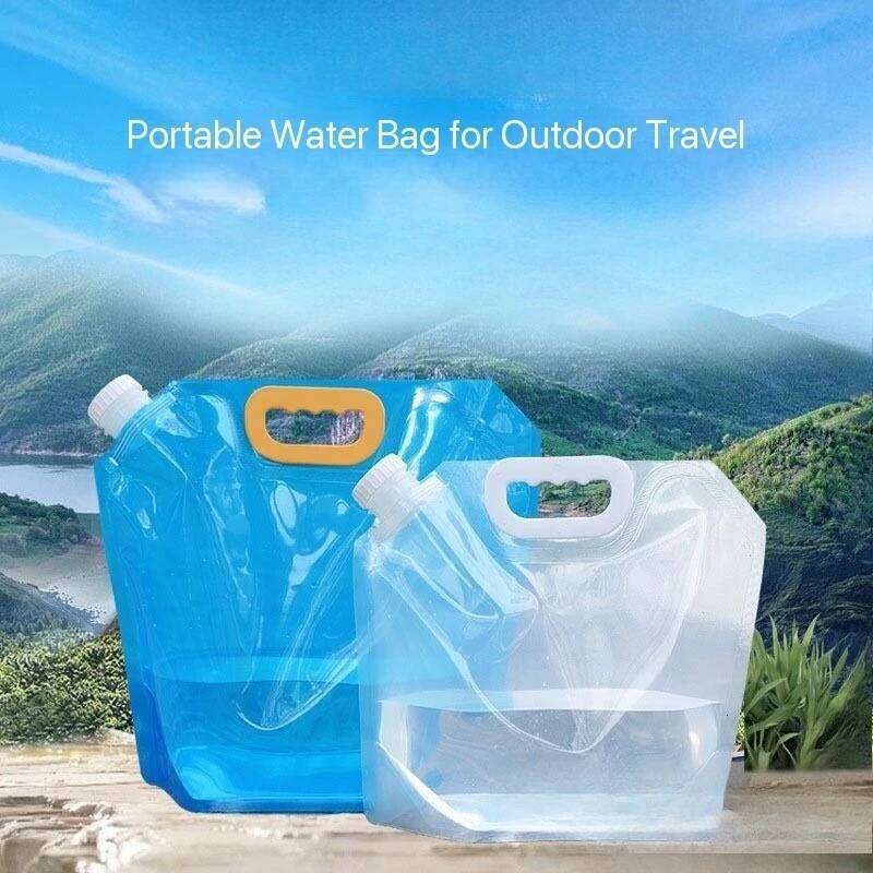 1PC Foldable Portable Storage Bag - Thickened Large Capacity Hiking Camping Water Pouch with Handle & Drinking Spout Z260314
