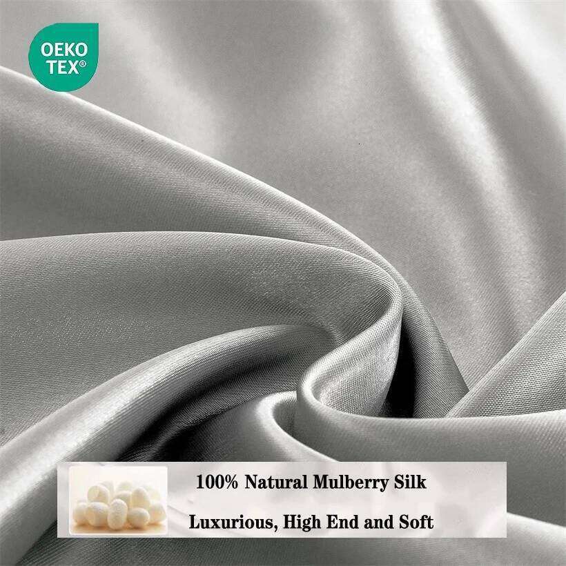 100% Mulberry Bedding Solid Color Natural Silk Duvet Cover Twin King Queen Size 3pcs/4pcs/5pcs Bed Sheet Set H260312 - view 3