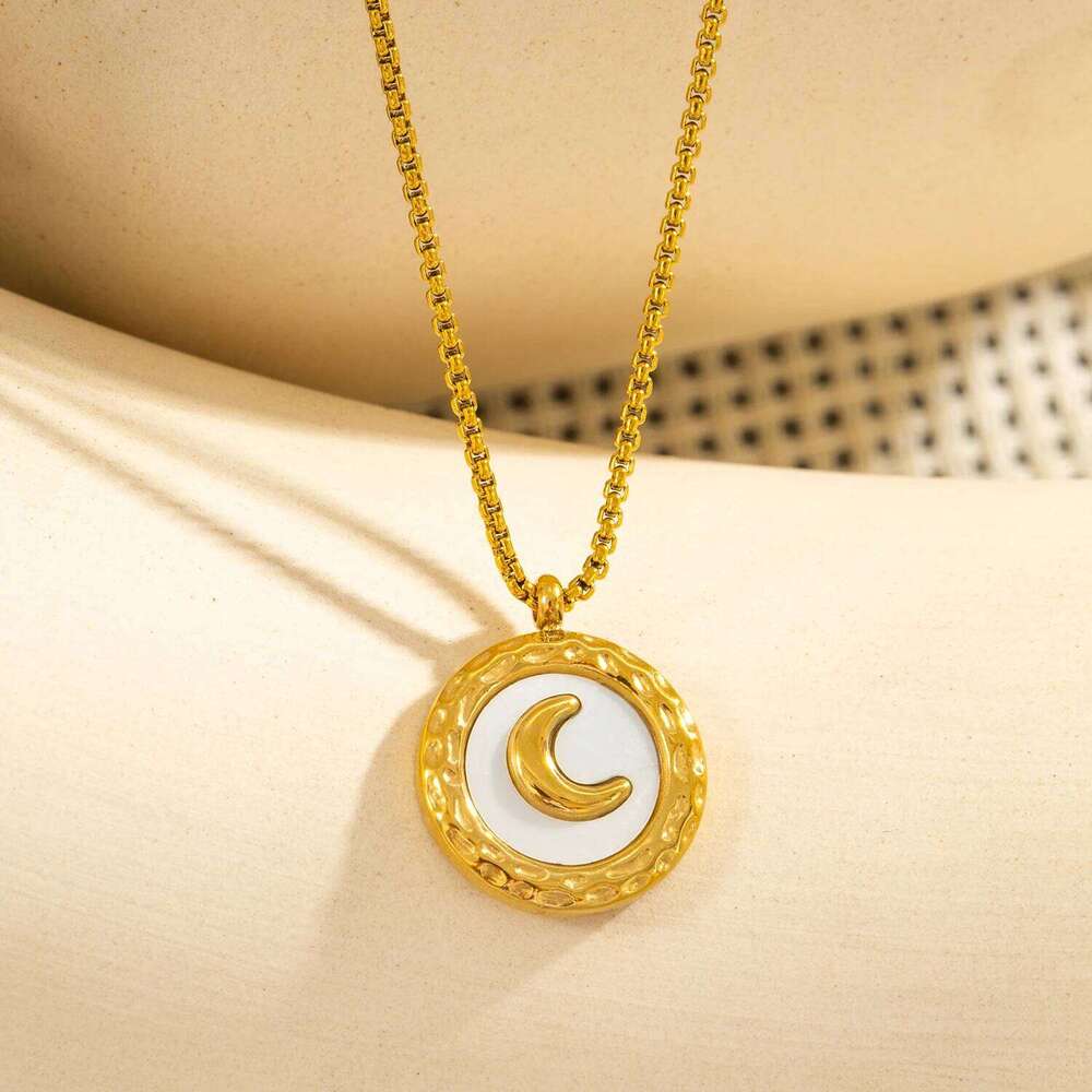 Moon Pendant Necklace Women - 18K Gold Plated Stainless Steel, Hypoallergenic Charm Jewelry Gift for Daily Wear H260312