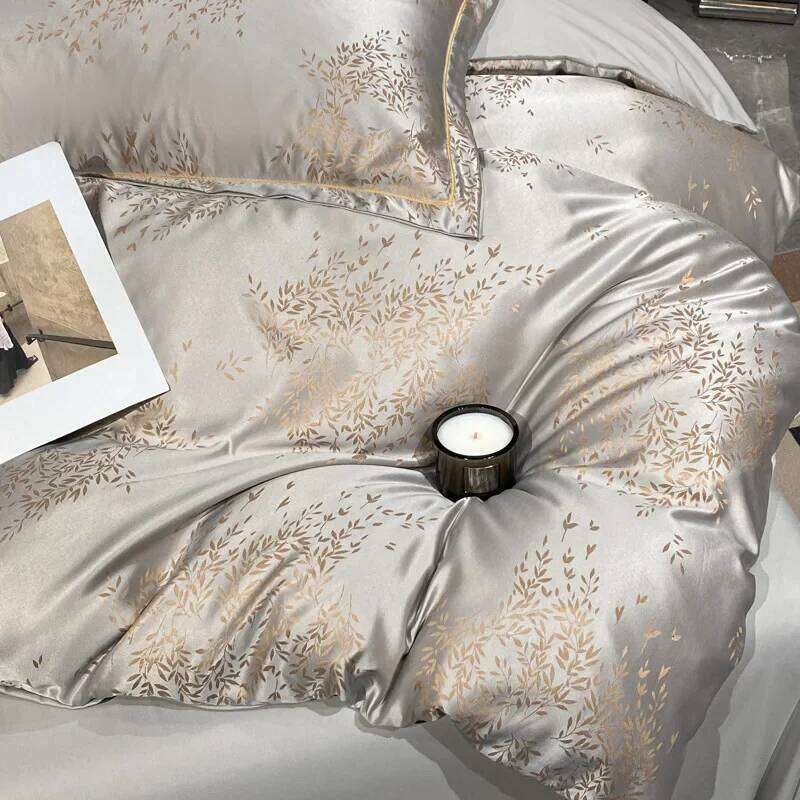 Fashion Silk-Cotton Jacquard Bedding Sets Solid Pure Cotton Nude Sleeping Soft Bedclothes Single Double Size Bed Sheet Set H260312 - view 6