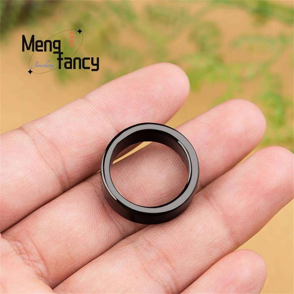 Genuine Natural A-goods Jadeite Ink Jade Couple Rings for Men and Women Exquisite Luxury Wedding Souvenir Fashion Charms Jewelry H260312