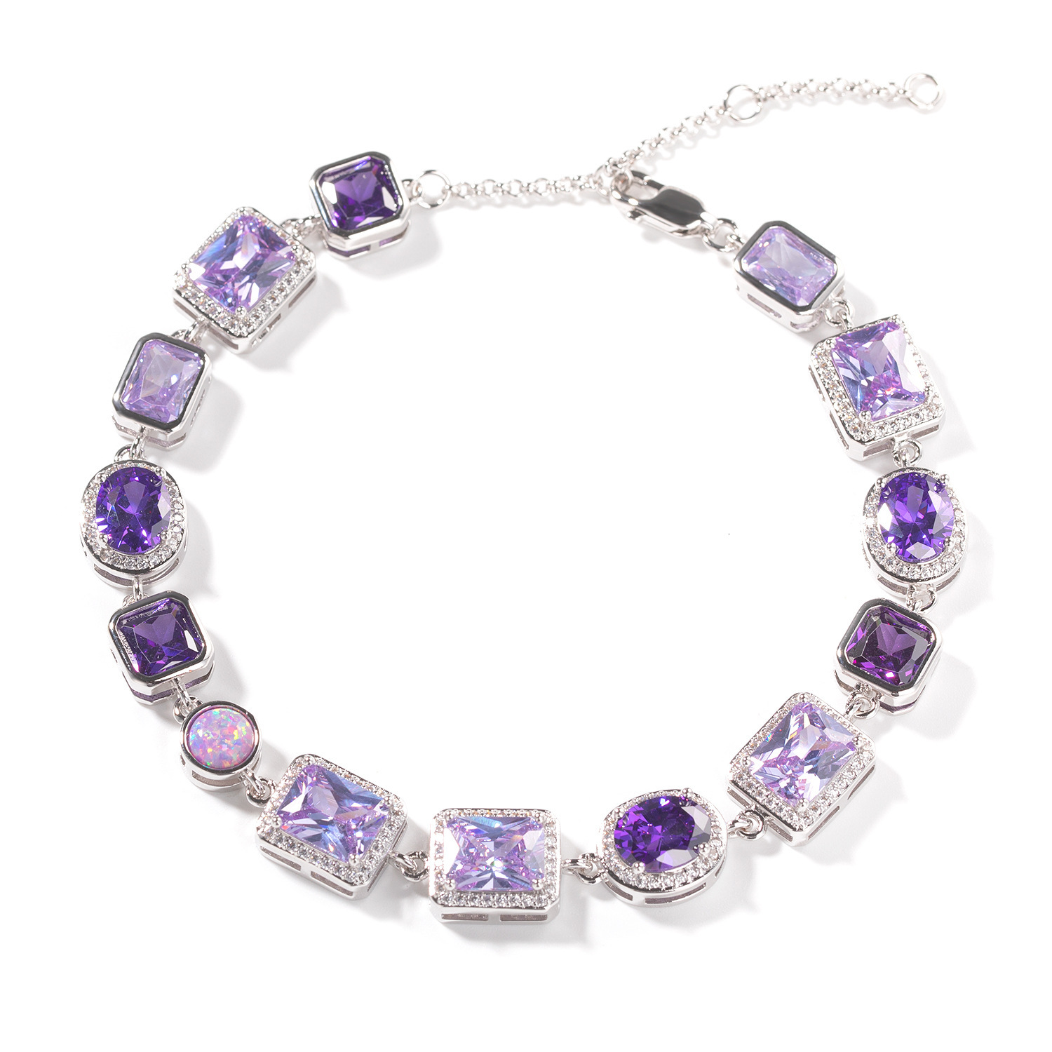 Fashion Light Fashionable Women's Accessories Luxury High-End 10Mm Geometric Purple Gemstone Necklace Unisex Hip-Hop Trendy Jewelry