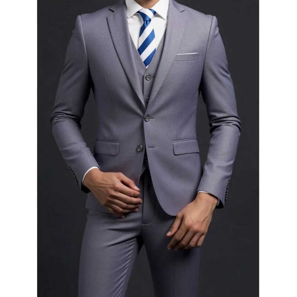 Mens Business Casual Slim-fit Solid Color Blazer Vest Pants Set Outdoor Trendy Wedding Host Formal Wear Terno De Caval M260313