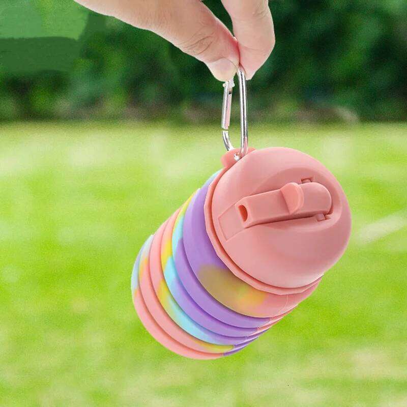 Collapsible Sports Water Bottle Food Grade Silicone Camouflage Cup Retractable Kettle for Outdoor Hiking Camping Cycling 480ml Z260313