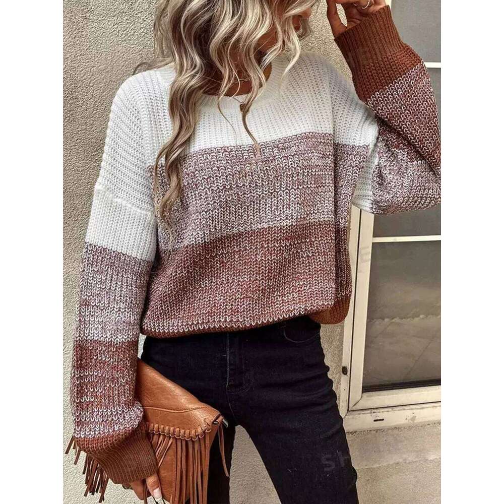 Autumn Winter Striped Sweater Women 2025 O Neck Long Sleeve Knitted Pullover Tops Streetwear Fashion Female Loose Jumpers Z260314