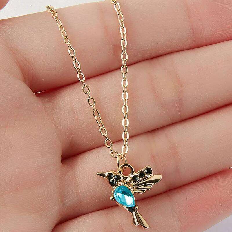 New Crystal Animal Hummingbird Necklaces For Women Fashion Jewelry Gold Color Chain Birds Pendant Choker Collares Joyeria Mujer H260312