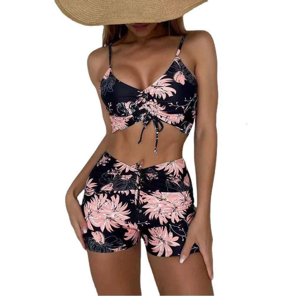 High Waist Women 2023 Push Up Floral Swimsuit Print Bikini boxers Swimwear Swim Trunks Bathing Suit Y260303
