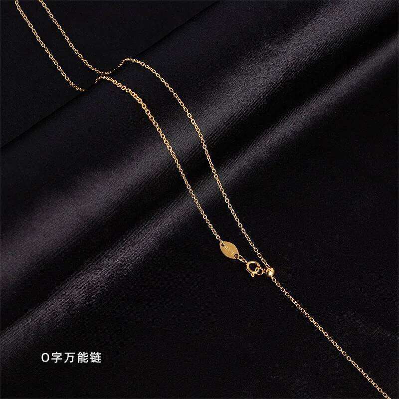 Snake Bone O Link Box Real 14k Gold Clavicle for Women 45cm Chain Necklace Simple Fine Jewelry Gifts H260312
