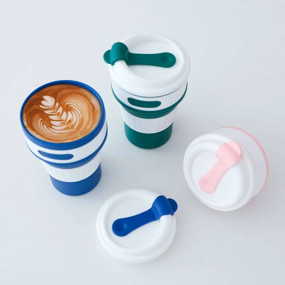 350ML Food-Grade Silicone Folding Cup Portable Travel Mug with Lid Leak Proof Collapsible Reusable for Hot Cold Drinks Outdoor Z260313