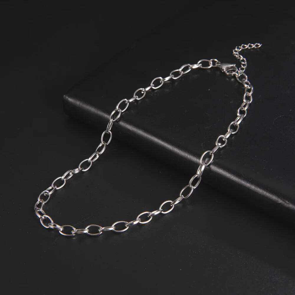 My Shape Paperclip Stainless Steel Choker Necklaces for Men Women Link Oval Cable Chain Fashion Jewelry DIY Accessories H260312