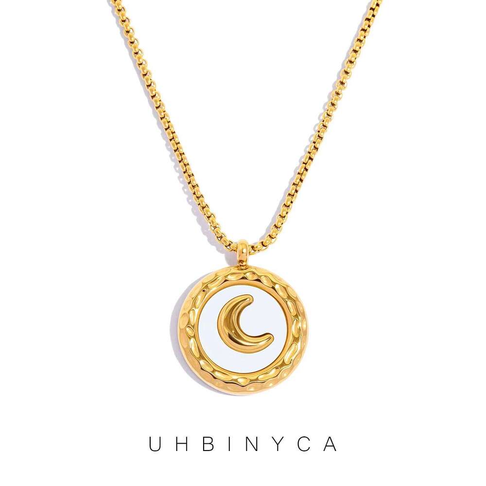 Moon Pendant Necklace Women - 18K Gold Plated Stainless Steel, Hypoallergenic Charm Jewelry Gift for Daily Wear H260312