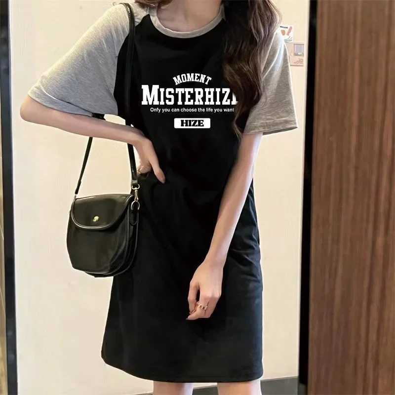 Summer Fashion Trend New Simple Letter Printing Loose Round Neck Short-sleeved Womens DressT260314