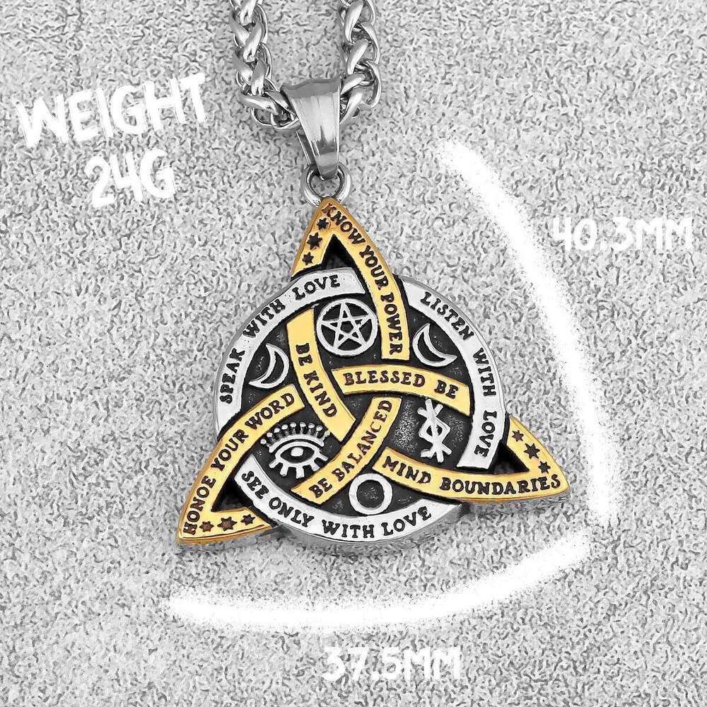 Viking Witch Celtic Knot Pendant Rune Stainless Steel Men Chain Odin Gothic Necklace Protection Amulet Jewelry Gifts H260312