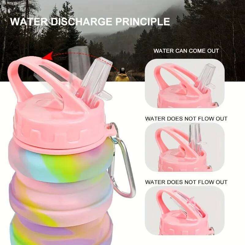 Silicone Foldable for Sports Leakproof BPA Free with Carabiner Collapsible Cycling Water Bottle Z260313