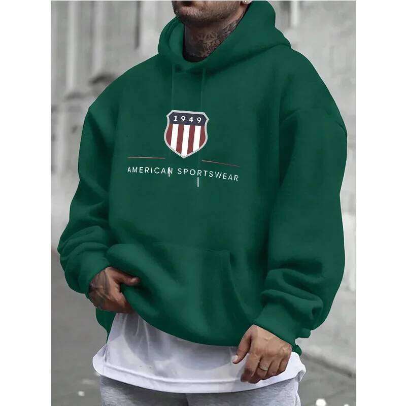Urban Cool Trend 1949 Print Men Women Hooded Sweatshirt Autumn Winter Daily Outdoor Holiday Fitness Casual Loose Warm Sportswear Z260314
