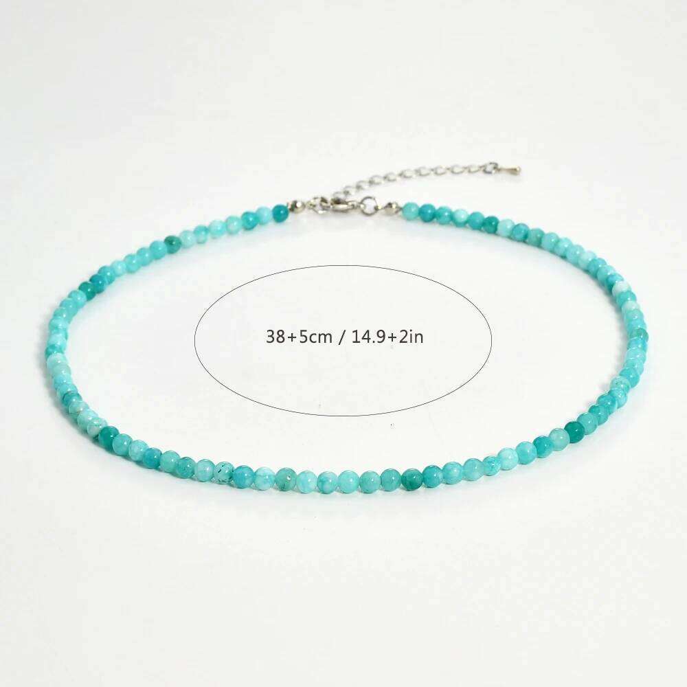 Yumfeel Bohemian Colorful Natural Stone 4mm Round Beads Necklaces Women Summer Friendship Neck Jewelry Fashion Vacation Chokers H260312