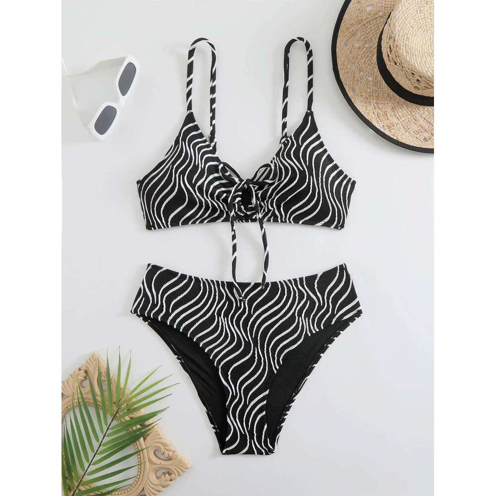High Waist Bikini 2025 Women Strappy Swimsuit Sexy Striped Swimwear Female Bathers Bathing Swimming Swim Suit Beachwear Y260303