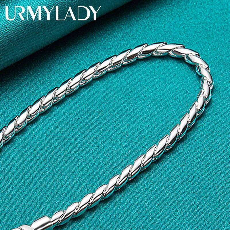 URMYLADY 925 Sterling Silver 4MM Cord Chain Bracelet For Women Men Wedding Party Fashion Jewelry Z260313