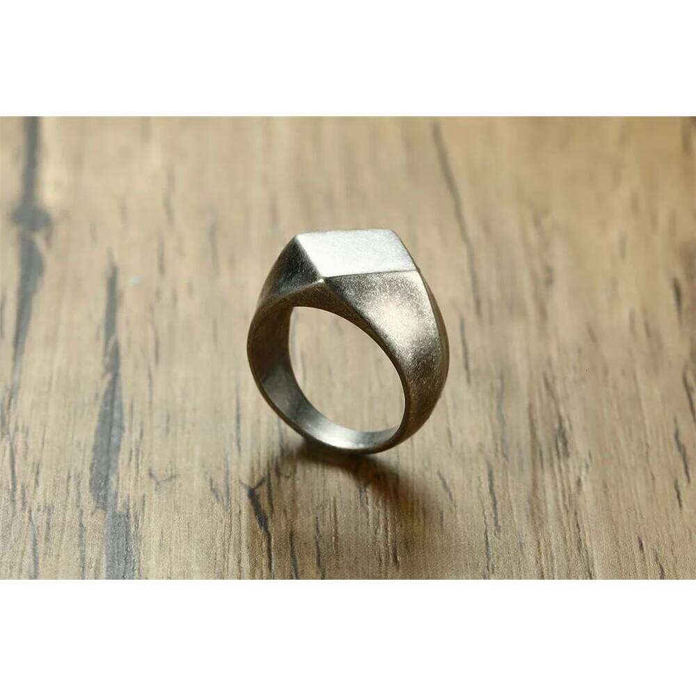Signet Ring for Men Stainless Steel Quadrangle Flat Top Square Mens H260312
