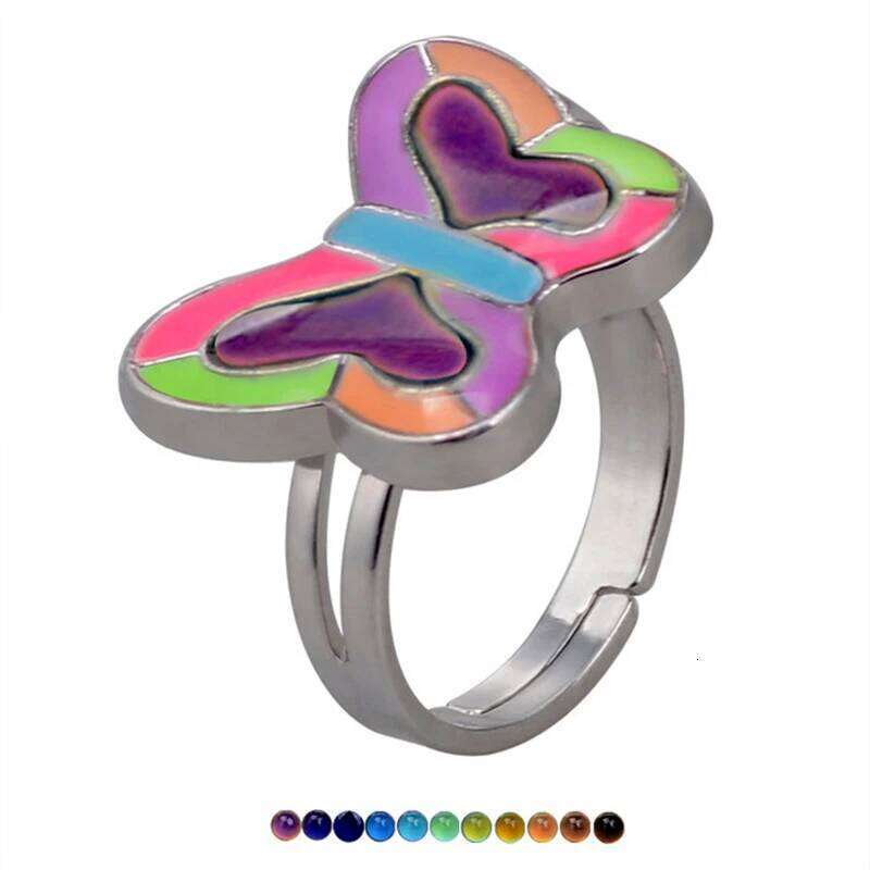 rs' Heart-Shaped Color Change Mood Adjustable Emotion Feeling Changeable Temperature Ring 1PC Dropshipping Gift H260312