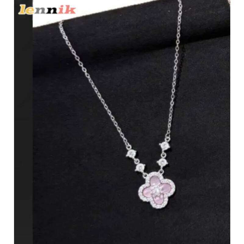 Pink Shell Necklace, Cr Pendant 18K Gold Plated Layering Chain Dainty Aesthetic Jewelry , Women's Fashion Gift H260312