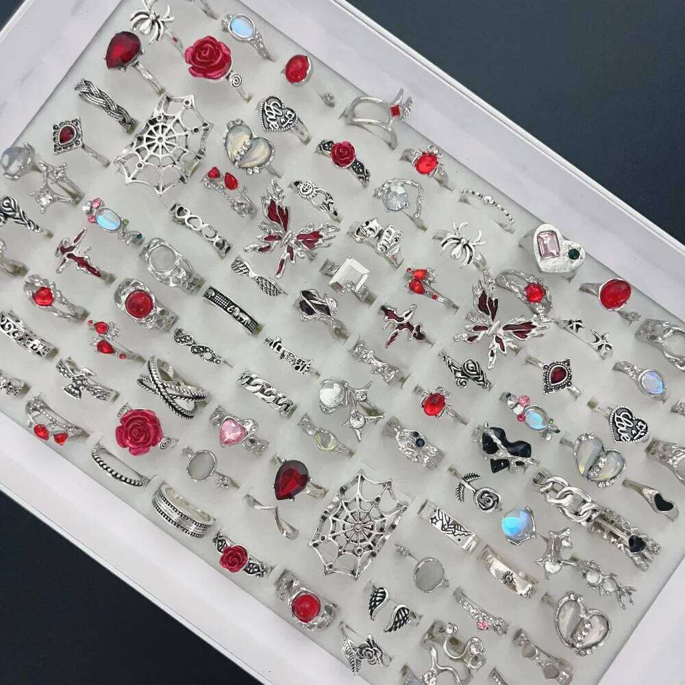 10/20/30Pieces Vintage Punk Butterfly Flower Spider Set Mix Style Halloween Finger Rings Jewelry Part Gifts H260312