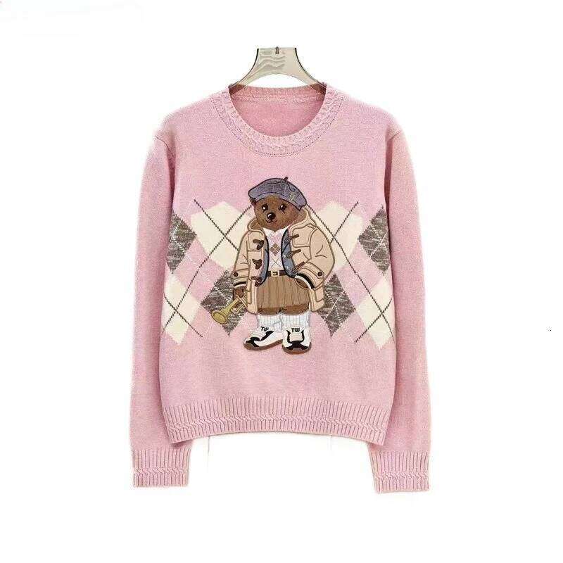 2025 New Autumn Argyle Embroidered Knitted Sweater Women's vintage Round Neck Long Sleeve Pullovers Knitwear Tops Ladies Jumpers Z260313