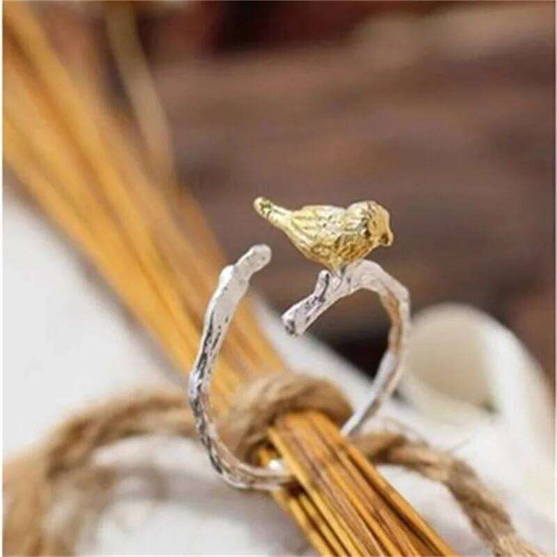 VENTFILLE 925 Sterling Silver Branch Bird Opening Ring Female Fashion Simple Personality Exquisite Hand Ornament Gift H260312