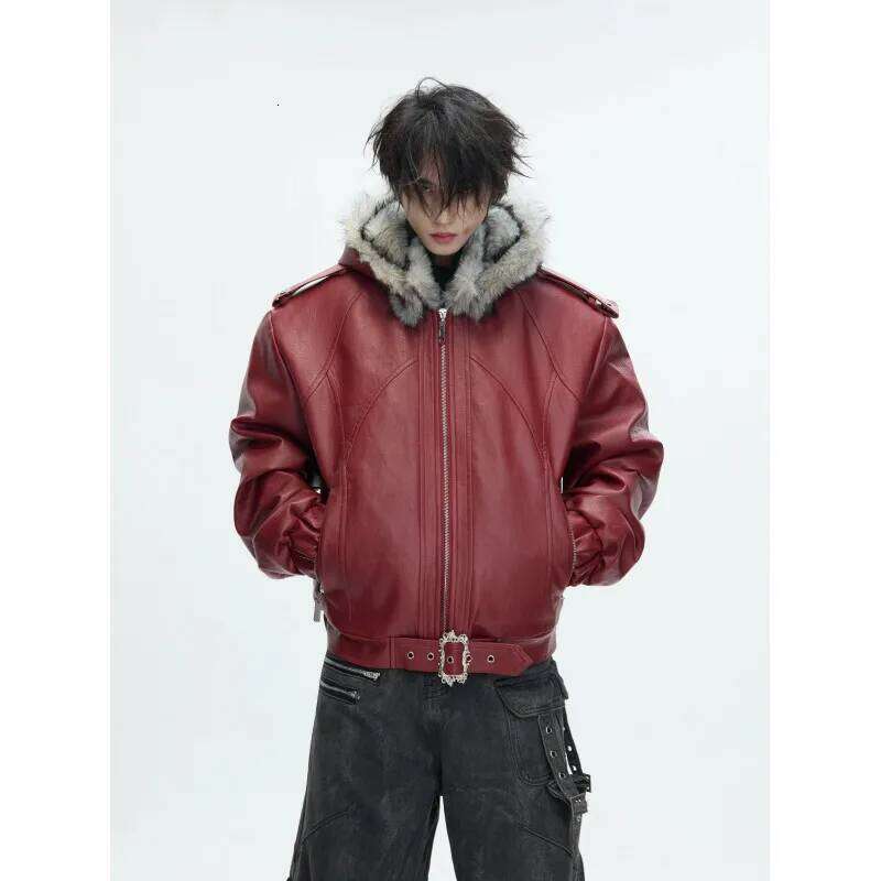Winter Men's Faux Fur Coat High Street Solid Color Zippers Thickened Warm Loose Male Wool Liner Leather Jackets Z260313