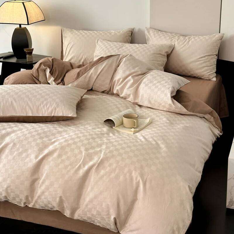 Four Piece Set of All Jacquard Light Pure Cotton Bedding Dormitory Bed Sheets Duvet Covers Hats H260312 - view 5