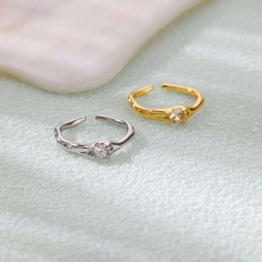 Stainless Steel Cubic Zirconic Round Rings for Women Opening Gold Color Finger Ring Aesthetic Wedding Fashion Jewelry Gift H260312