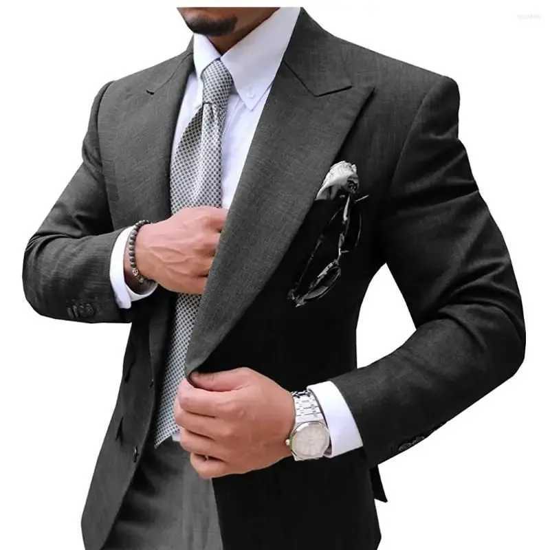 2 Pieces Mens Suits Mens Suit Causal Slim Fit Prom Noble Champagne Grey Blazer Formal Business For Wedding Groom Tuxedos M260313