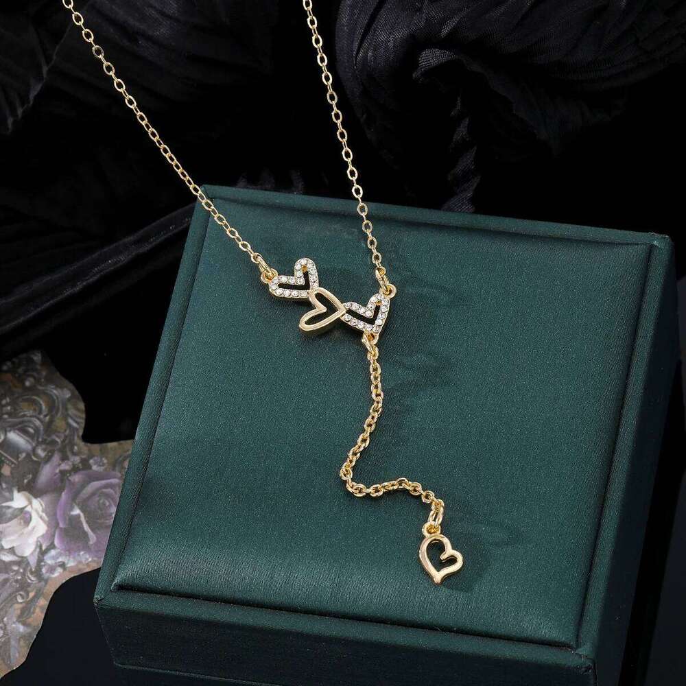 Minimalist Gold Silver Color Synthetic Zircon Heart-shaped Pendant Necklace, Personalized Fashionable Women's Necklace H260312